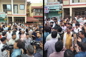Traders protested against the sealing notices; residents held a rally against commercial encroachment.